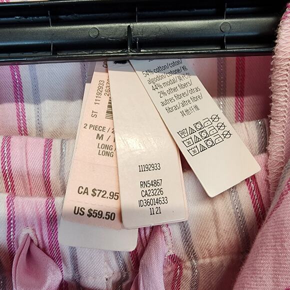 Victoria Secret Pink Metallic Stripe Pajama Set Size M Cotton Modal Blend Iconic - Picture 15 of 15